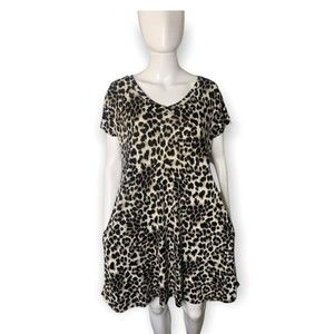 Dress Up Short Sleeve Animal Print Pocket Mini Dress